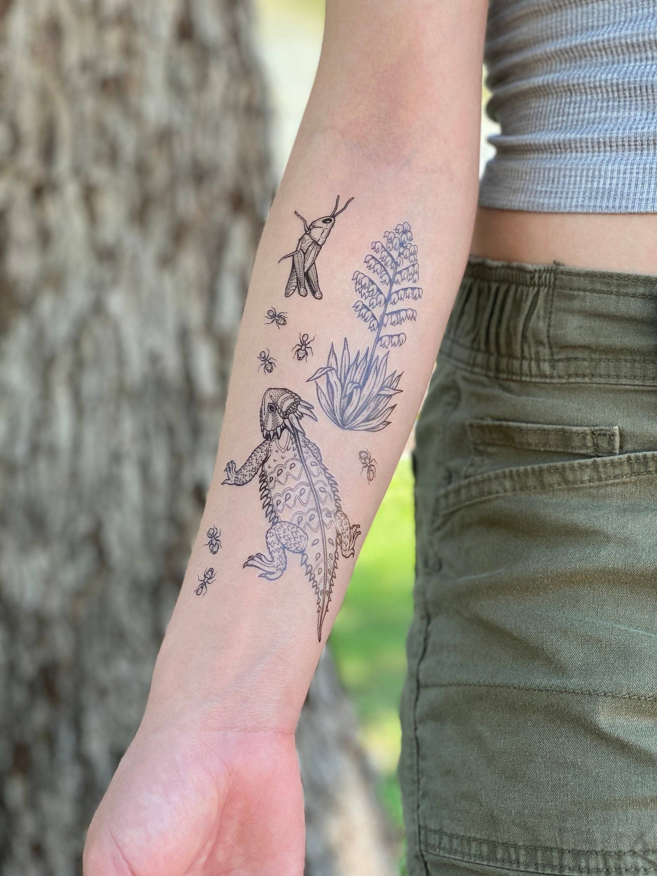 Horned Lizard & Yucca Temporary Tattoo Collection
