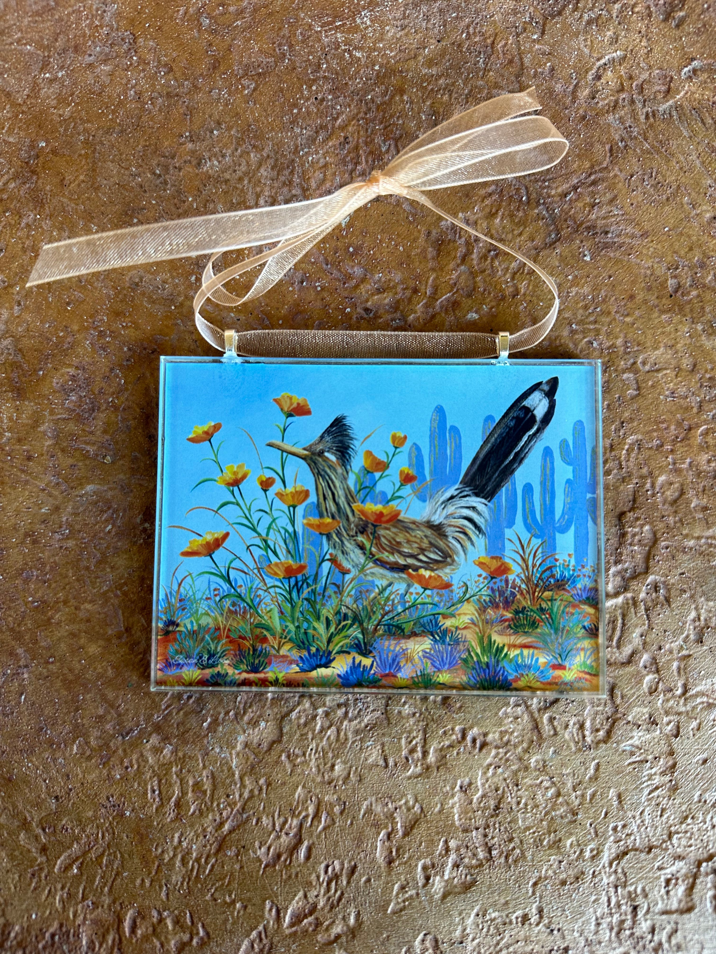 Roadrunner Glass Panel Ornament