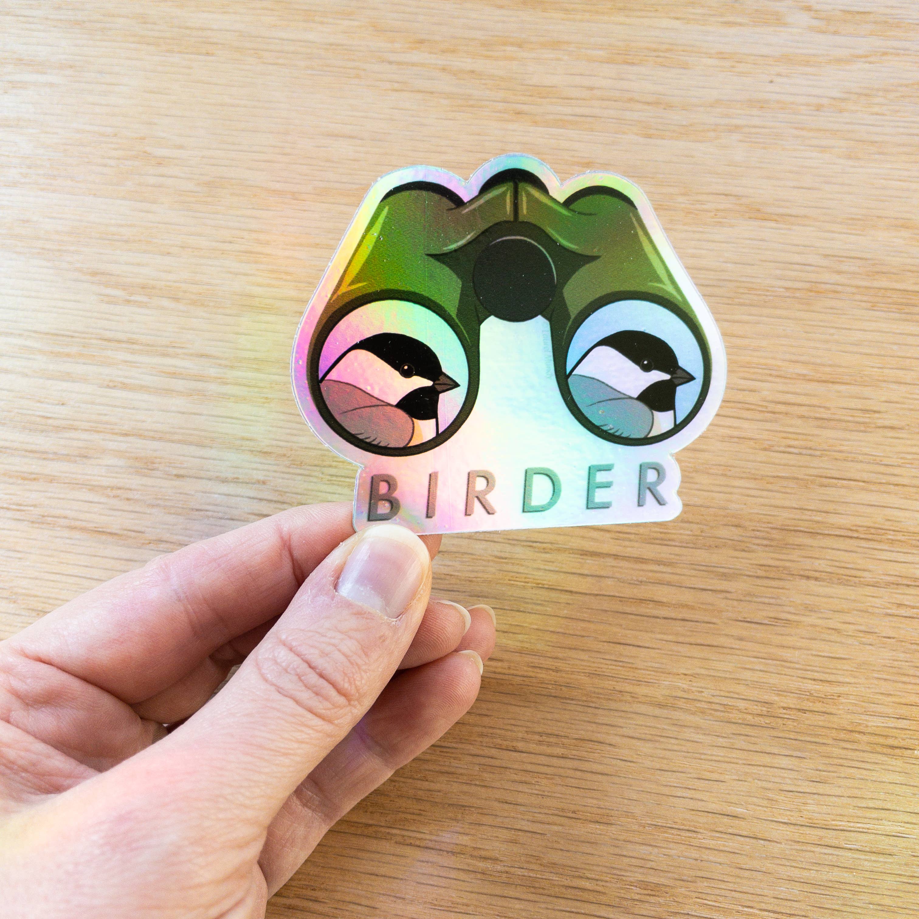 Birder 3"x2.5" Holographic Vinyl Sticker